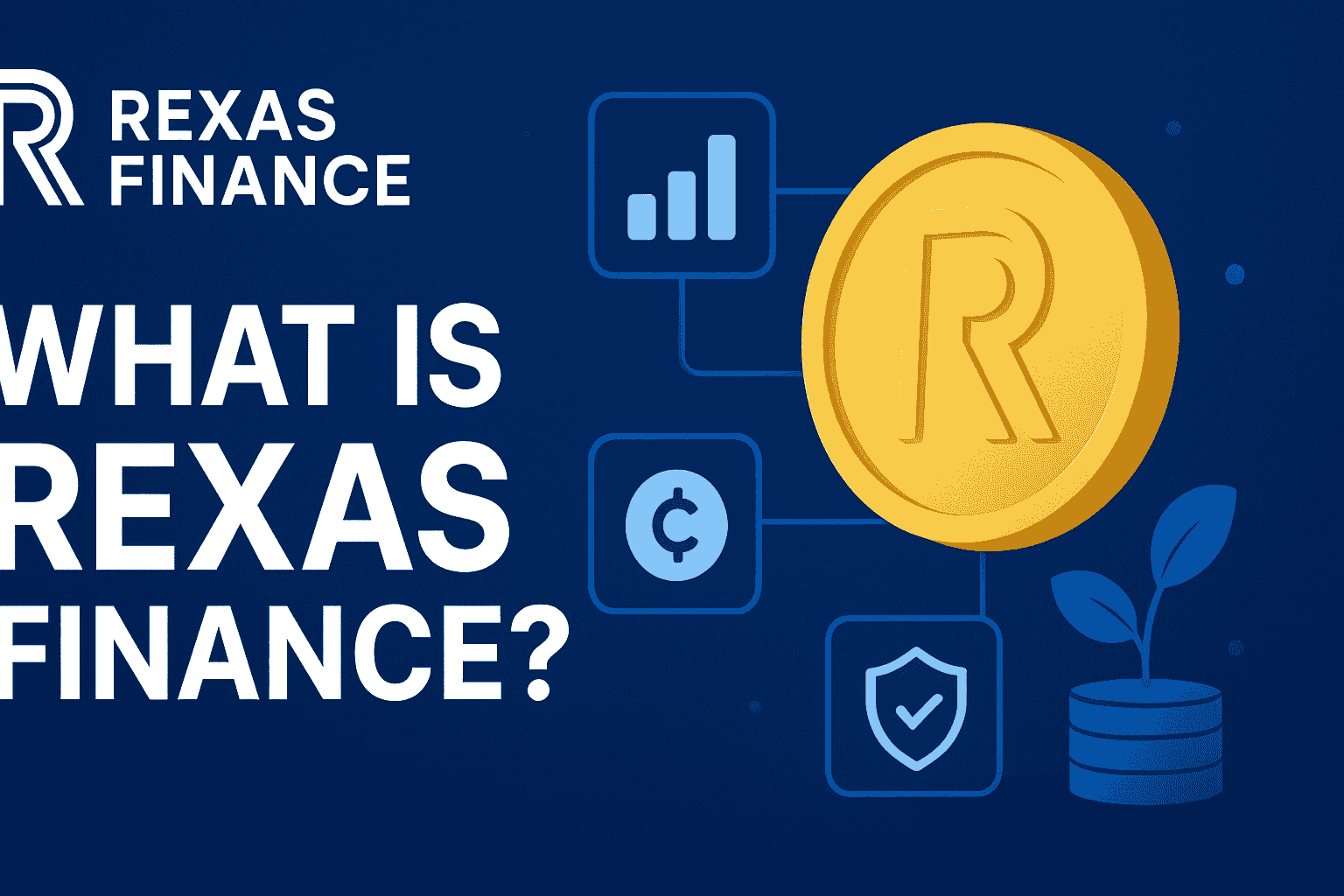 Rexas Finance blockchain ecosystem illustration showcasing tokenization, DeFi tools, and AI-driven investment solutions